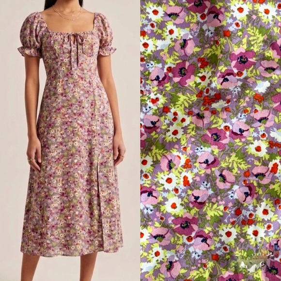 o.p.t Dresses & Skirts - O.P.T One Pretty Time Go on A Date Floral Puff Sleeve Midi Dress L Smocked